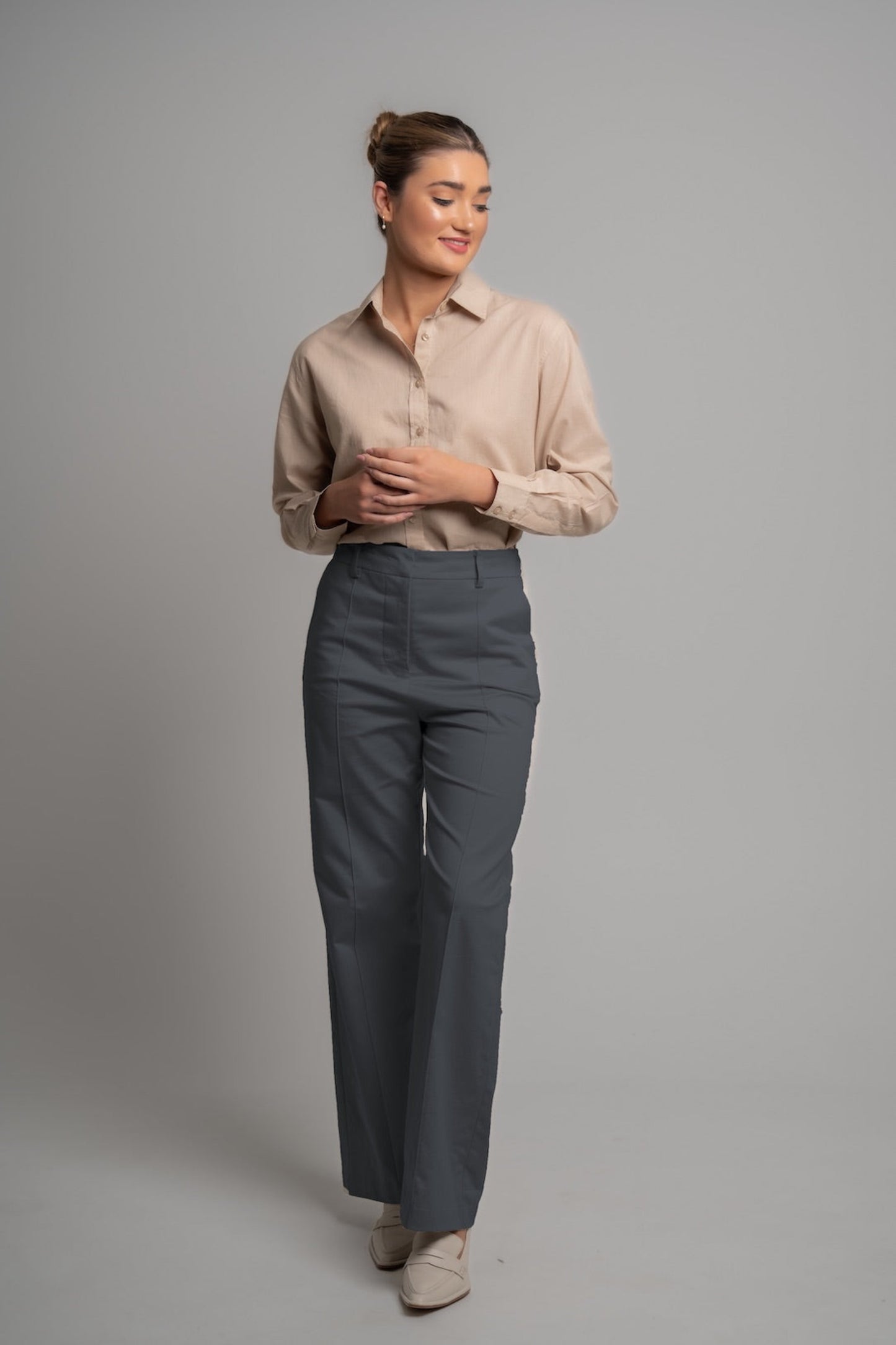 WIDE LEG PANT - Mid Cool Grey