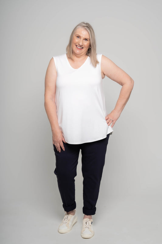 ALICIA V NECK TANK - Ivory