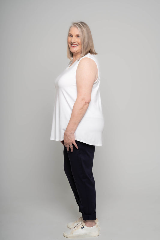 ALICIA V NECK TANK - Ivory