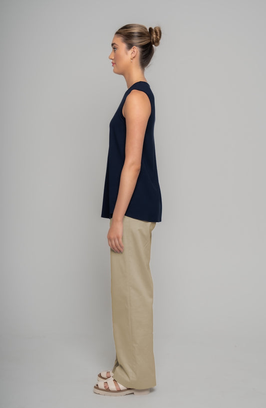 ALICIA V NECK TANK - Navy